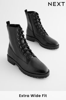 Black Forever Comfort® Leather Lace-Up Boots