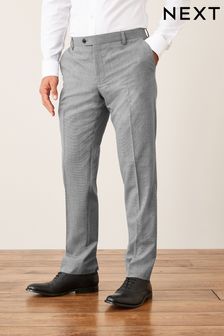 Light Grey Wool Mix Textured Suit Trousers