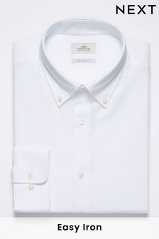 White Easy Care Single Cuff Oxford Shirt