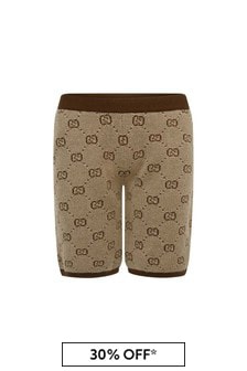 GUCCI Kids Boys Beige Wool GG Shorts