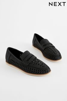 Black Woven Loafers