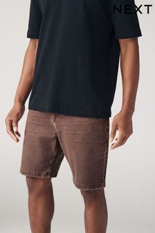 Rust Brown Garment Dye Denim Shorts