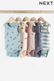 Teal Blue Baby Bodysuits 5 Pack