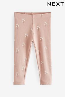 Pink Ditsy Floral Rib Jersey Leggings (3mths-7yrs)