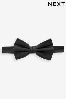 Black Plain Silk Bow Tie
