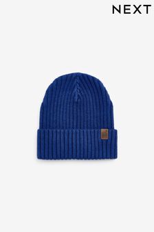 Cobalt Blue Knitted Rib Beanie Hat (1-16yrs)