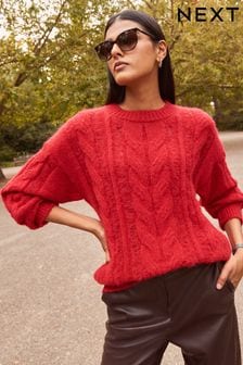 Red Ladder Stitch Cable Jumper