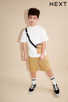 White/ Stone Utility Bag Short Sleeve T-Shirt and Shorts Set (3-16yrs)