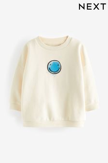 Ecru White Smile Oversized Printed Sweatshirt (3mths-7yrs)