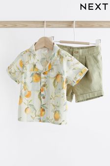 Orange Print Baby Shirt And Short Set (0mths-3yrs)