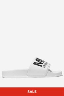 حذاء مفتوح بولي فينيل كلوريد أبيض طبعة بشعار للأطفال من MM6 Maison Margiela