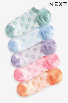 Pastel Floral Texture Trainer Socks 5 Pack
