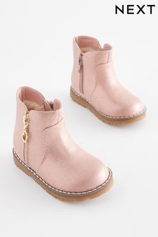 Pink Shimmer Butterfly Zip Boots