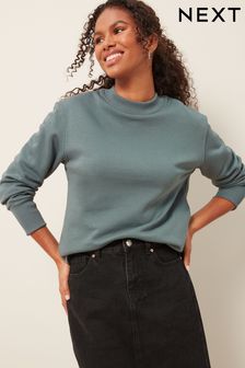 Teal Blue Essentials Longline Relaxed Fit Cotton Sweatshirt