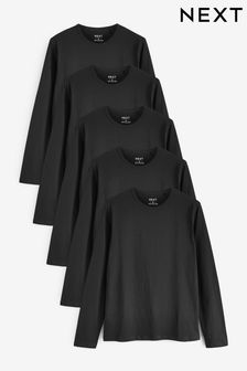 Black Long Sleeve T-Shirts 5 Pack