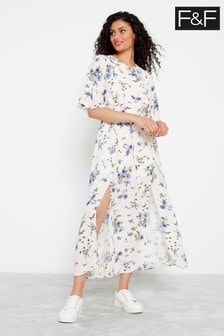 f&f ivory paisley print maxi dress