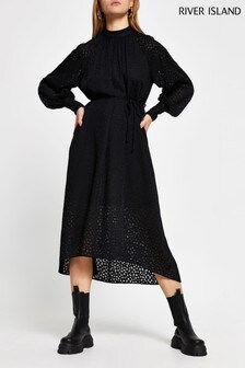 river island black broderie dress