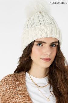 womens bobble hat cream