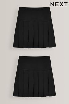 Black Longer Length Pleat Skirts 2 Pack (3-16yrs)