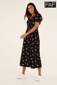 f&f floral print midi wrap dress