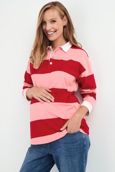 Pink Stripe Maternity Rugby Top