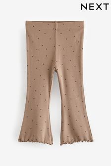 Tan Brown Spot Ribbed Flare Leggings (3mths-7yrs)