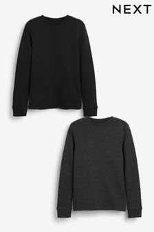 Black/Grey Long Sleeve Thermal Tops 2 Pack (2-16yrs)