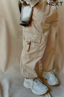 Neutral Jersey Lined Parachute Cargo Trousers (3-16yrs)