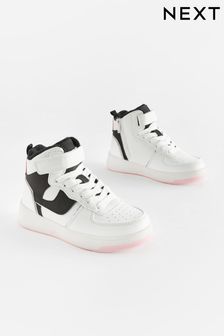 Pink Mono Retro High Top Trainers
