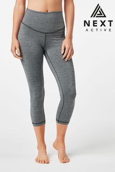 Grey Next Active Sports High Waisted Cropped Sculpting Leggings