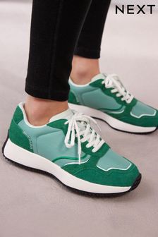 Green Forever Comfort® Suede Stitch Detail Chunky Trainers