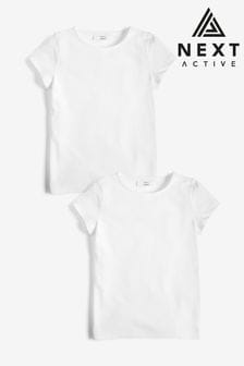 White 2 Pack Cotton Gym School T-Shirts (3-16yrs)