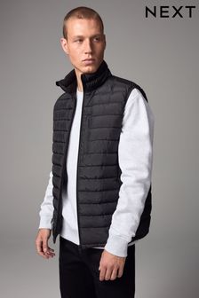 Black Shower Resistant Lightweight Puffer Gilet