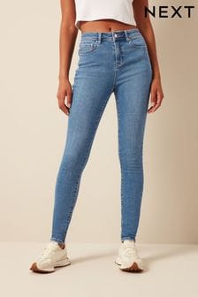 Mid Blue Cosy Brushed Skinny Jeans