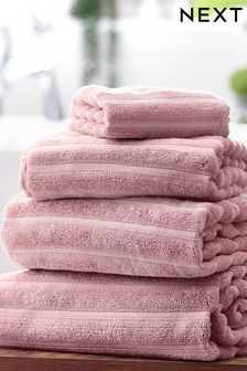 Pink Pink Ribbed Towel 100% Cotton