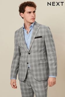 Light Grey Tailored Fit Textured Suit: Jacket