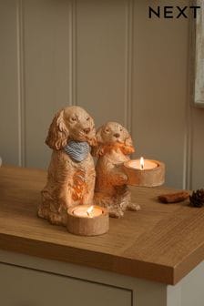 Natural Set of 2 Natural Cooper the Spaniel and Friends Tealight Candle Holder