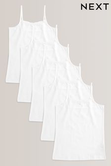 White Strappy Cami Vests 5 Pack (1.5-16yrs)