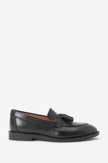 Black School Leather Tassel Loafers