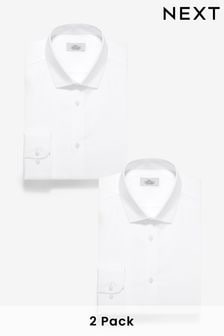 White Slim Fit Cotton Shirts 2 Pack