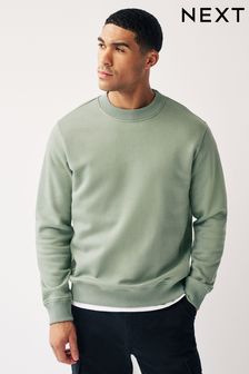 Sage Green Jersey Cotton Rich Crew Sweatshirt