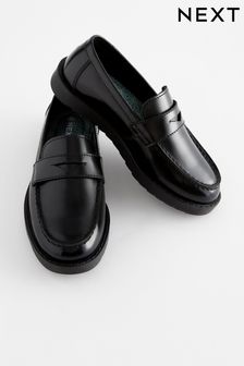 Black Leather Chunky Loafers