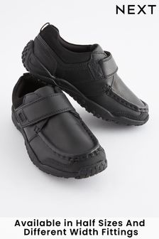 Black School Leather Single Strap Shoes