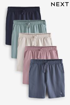 Green/Blue/Pink Regular Fit Lightweight 100% Cotton Shorts 5 Pack