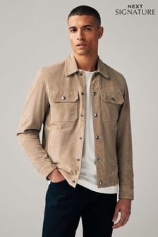 Neutral Suede Trucker Jacket