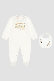 Versace Ivory & Gold Cotton Babygrow Gift Set