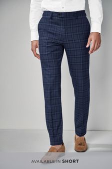 mens navy tartan trousers