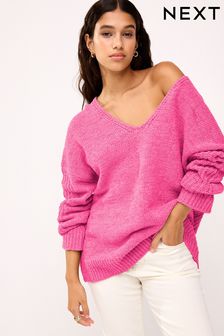 Pink V-Neck Jumper