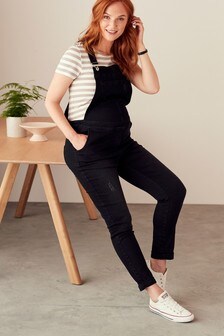 linen maternity dungarees