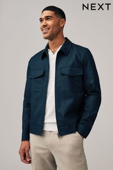 Navy Blue Linen Blend Shacket